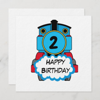 Train Happy Birthday round Sticker Invitation