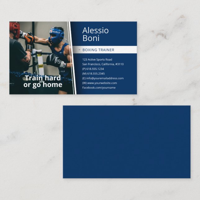 Train Hard | Boxing Trainer Business Card (Front/Back)