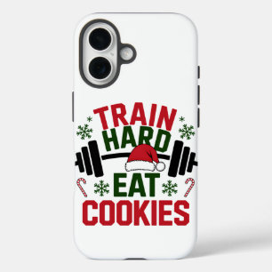 Train Hard Eat Cookies Funny Gym Christmas Ornamen iPhone 16 Case