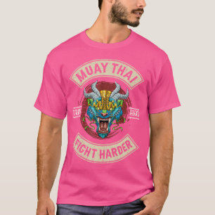 Train Hard Fight Harder Muay Thai Lion Creature T-Shirt