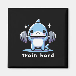 Train Hard Funny Shark Lifting Weights Dumbbells G Magnet