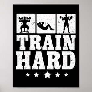 Train Hard Graphic Gym Fitness Training Weight Tra Poster
