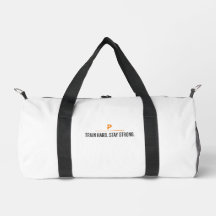 Train Hard Stay Strong White Gym Duffle Bag