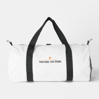 Train Hard Stay Strong White Gym Duffle Bag