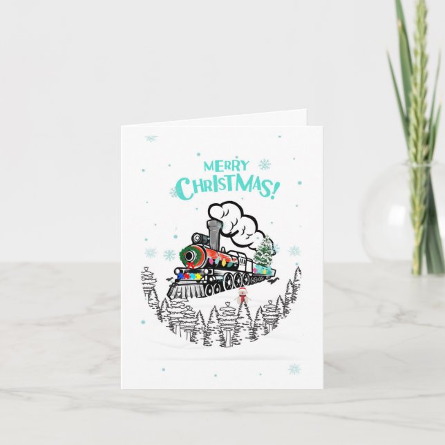 Train holiday Christmas autism awareness card (Front)