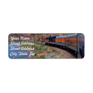 Train in Canyon Background Return Address Sticker