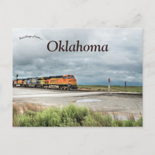 Train in Oklahoma on a Cloudy Day Postcard