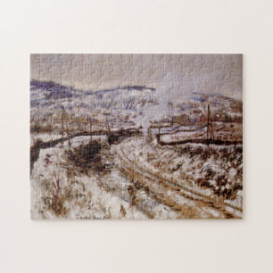 Train in Snow at Argenteuil Monet Fine Art Jigsaw Puzzle
