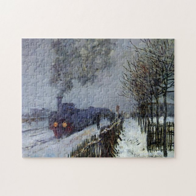 Train in Snow Monet Fine Art Jigsaw Puzzle (Horizontal)