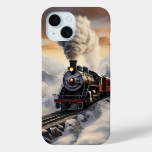 Train in Snowy Mountains iPhone 15 Case