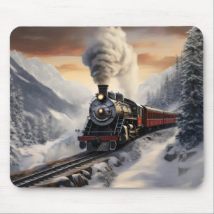 Train in Snowy Mountains Mouse Mat