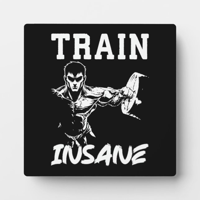 Train Insane - Anime Bodybuilding Gym Workout Plaque (Front)