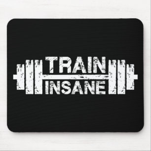 Train Insane - Barbell, Gym, Workout Inspirational Mouse Mat