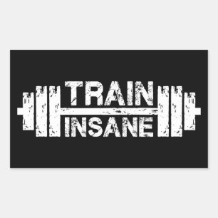 Train Insane - Barbell, Gym, Workout Inspirational Rectangular Sticker