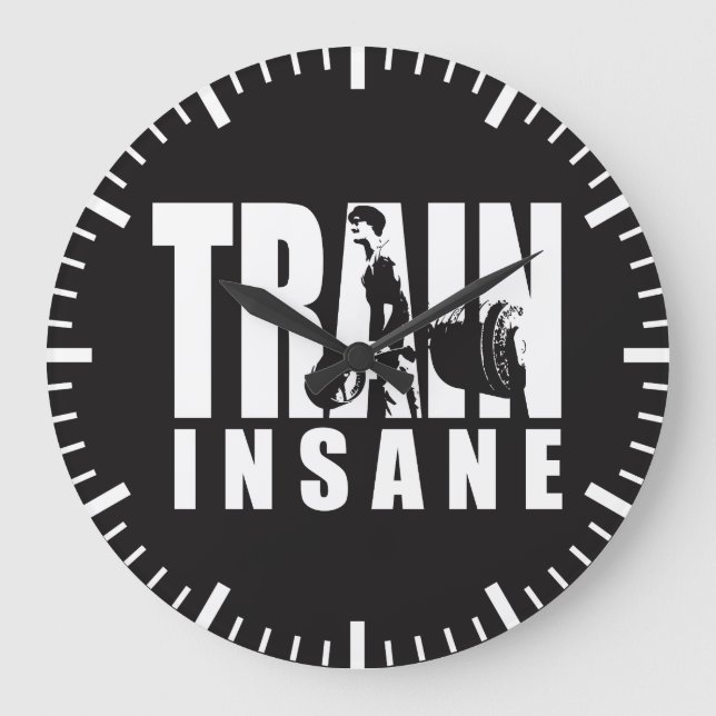 TRAIN INSANE - Deadlift - Gym Workout Motivational Large Clock (Front)