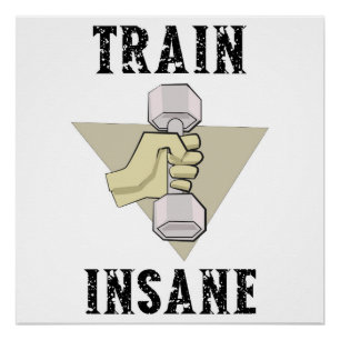 Train Insane Gym Fitness Theme Poster