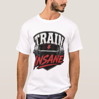 Train Insane Gym Motivation Retro Barbell T-Shirt