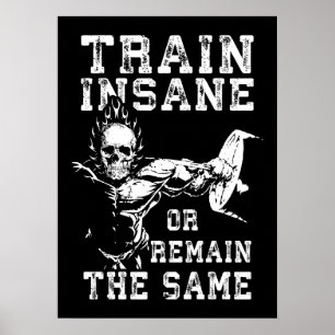 Train Insane - Gym Workout Motivational Poster