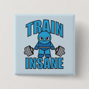 TRAIN INSANE Kawaii Weightlifter Deadlift Workout 15 Cm Square Badge