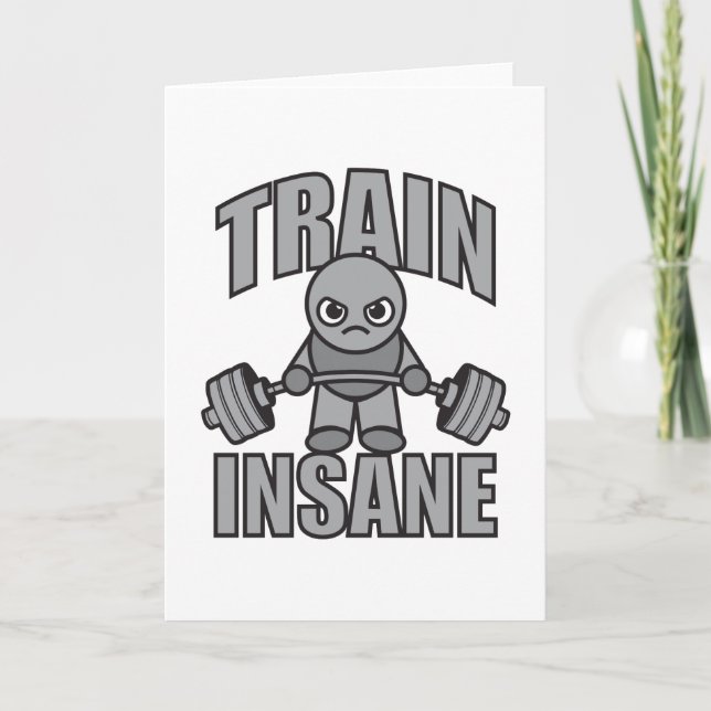 TRAIN INSANE - Workout Cartoon Anime Motivational Card (Front)