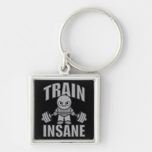 TRAIN INSANE - Workout Cartoon Anime Motivational Key Ring