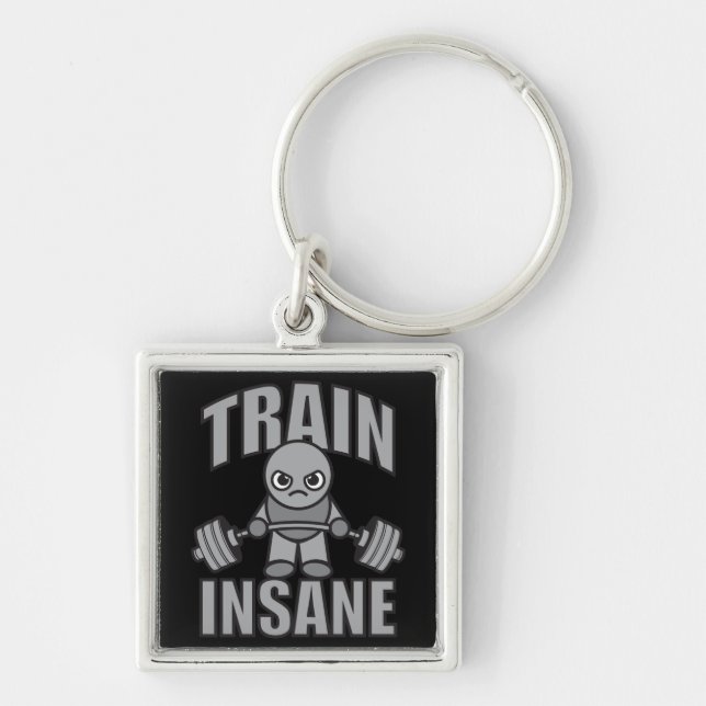 TRAIN INSANE - Workout Cartoon Anime Motivational Key Ring (Front)