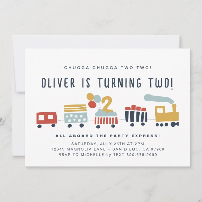 Train Invite • Chugga Chugga Two Two • 2 Year Old (Front)