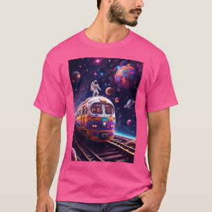 Train Is Flying Through Outer Space T-Shirt