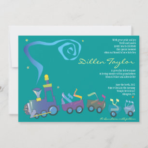 Train Jewish Baby Naming Invitation Hebrew Boy