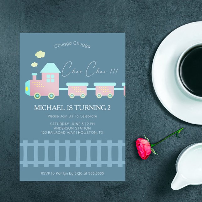 Train Kids 2nd Birthday Invitation (Creator Uploaded)
