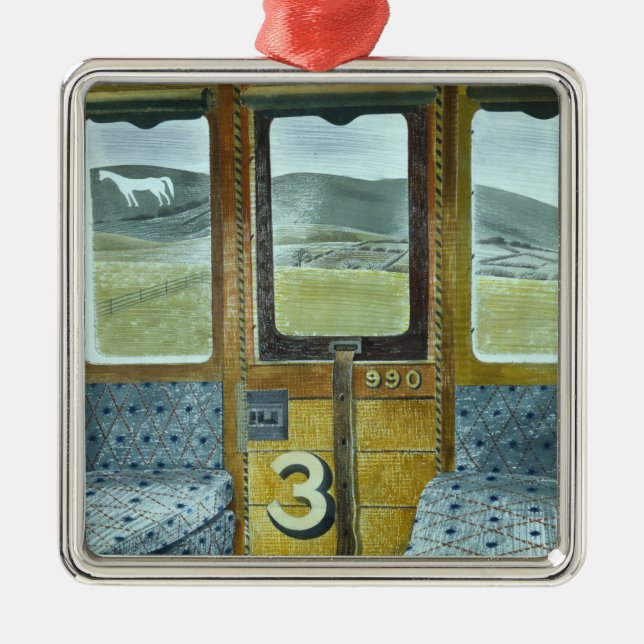 Train Landscape (by Eric Ravilious) Metal Tree Decoration (Front)