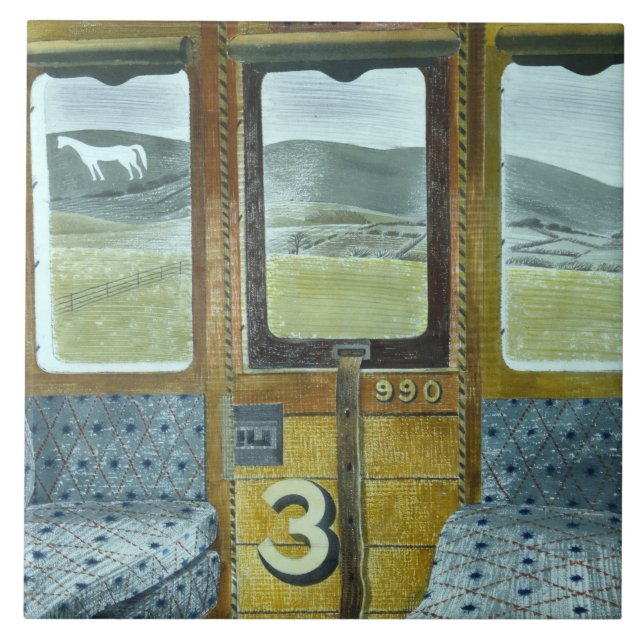 Train Landscape (by Eric Ravilious) Tile (Front)