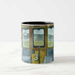 Train Landscape (by Eric Ravilious) Two-Tone Coffee Mug<br><div class="desc">This design features a painting by the British artist Eric Ravilious (1903–1942). It shows the interior of a vintage British train. Through the window can be seen the Uffington White Horse,  a famous landmark of prehistoric Britain in Oxfordshire. The original painting was completed in 1940.</div>