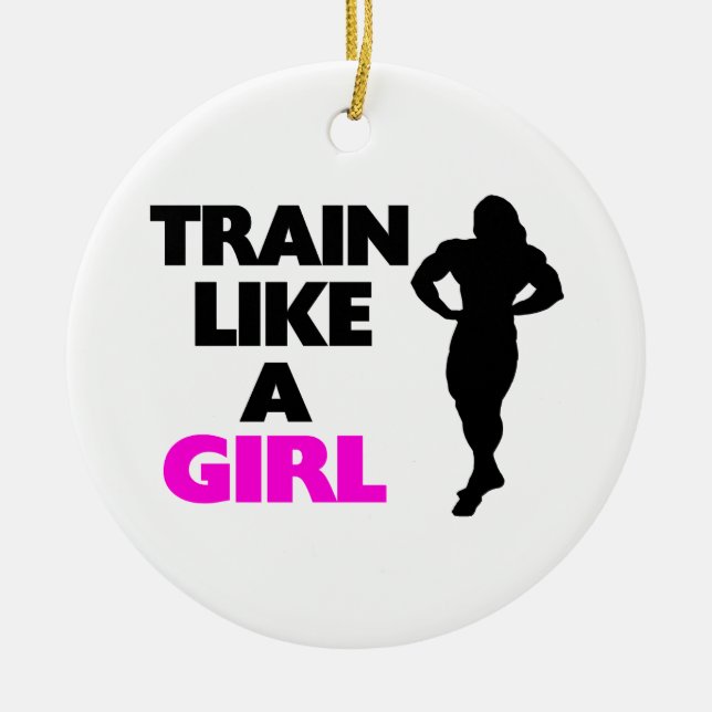 Train Like A Girl Ceramic Tree Decoration (Front)