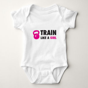 Train Like A Girl With Kettlebell Baby Bodysuit