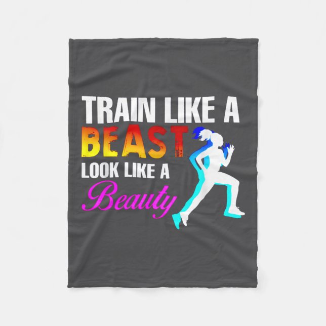 Train Like A Look Like A Beauty Fitness  Fleece Blanket (Front)