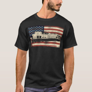 Train Locomotive Diesel Train American Flag T-Shirt