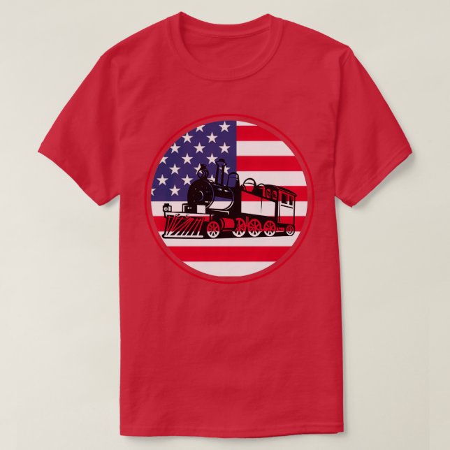 Train Locomotive Engine USA T-Shirt (Design Front)
