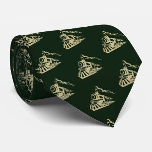 Train Locomotive Neck Tie Green