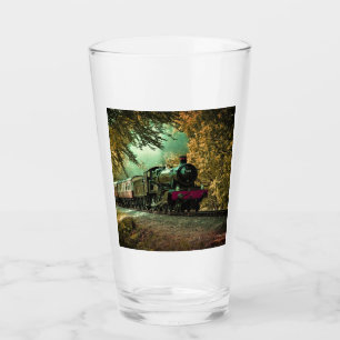 Train Locomotive Retro Vintage Fall Leaves Glass