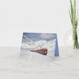 Train Locomotive Winter Mountains Photo Note Card
