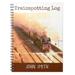 Train log, classic steam loco Tornado, your name Notebook