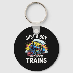 Train Lover Just A Boy Who Loves Trains Key Ring
