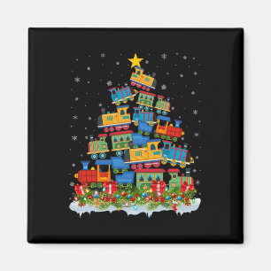 Train Lover Xmas Tree Santa Christmas Train  Magnet