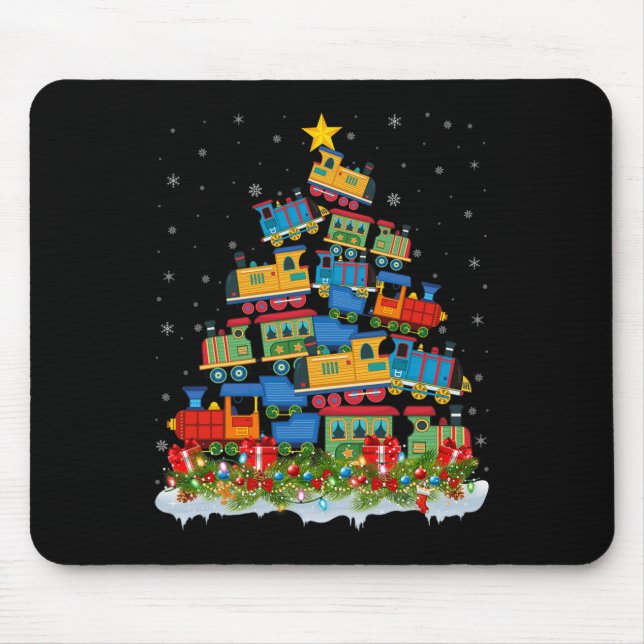 Train Lover Xmas Tree Santa Christmas Train  Mouse Mat (Front)