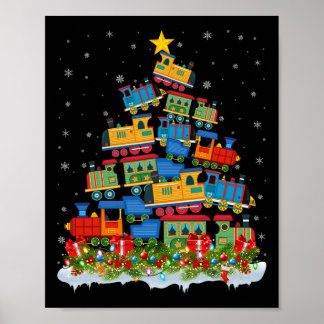 Train Lover Xmas Tree Santa Christmas Train  Poster