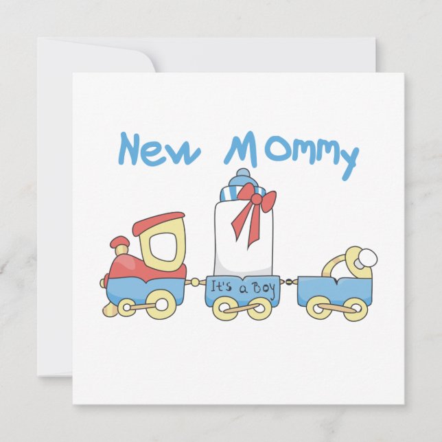 Train New Mummy It's a Boy Gifts Announcement (Front)
