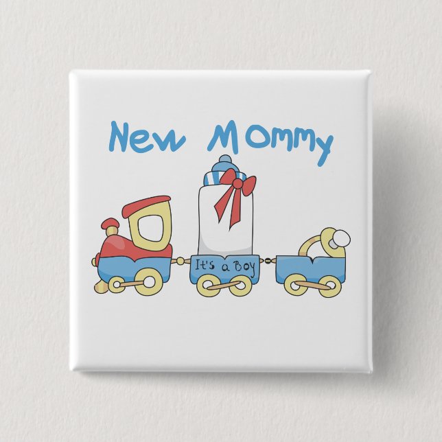 Train New Mummy of Boy tshirts and Gifts 15 Cm Square Badge (Front)