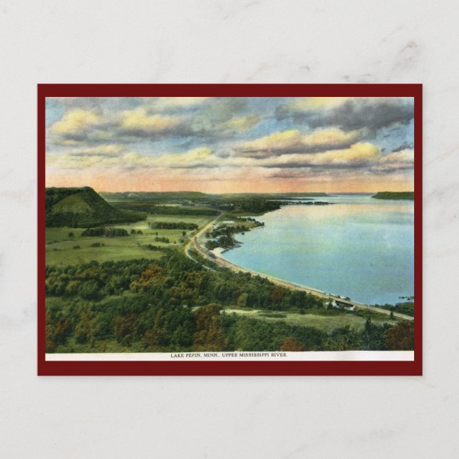 Train on Lake Pepin, Minnesota Vintage Postcard (Front)