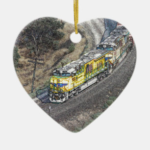 Train on the Tehachapi Loop Ceramic Tree Decoration